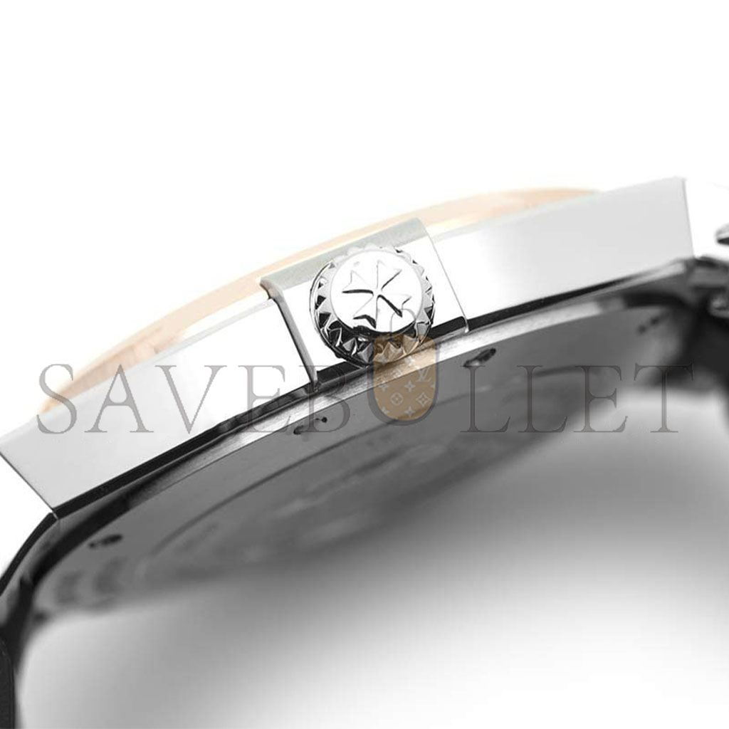 vacheron co*sta*t*n auT0matic black dial rose gold bezel in steel watch 47040/b01m